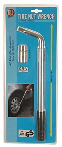 All Ride Radmutternschlüssel - Schrauben 17-19MM - Standhahnmutterschlüssel - Ausziehbar bis zu 55CM - Chrom-Vanadium Stahl - Schwarz/Silber