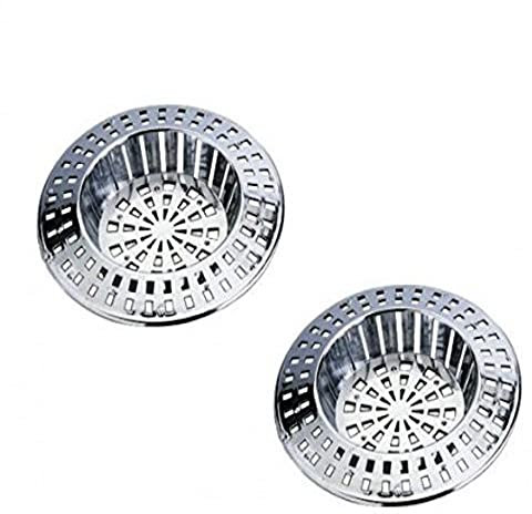 Merriway BH02804 (2 Pcs) Small Plastic Sink Strainer, Chromed 60mm (2.3/8 inch) Diameter - Pack of 2 Pieces