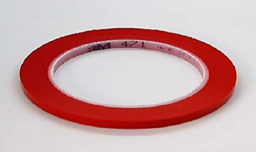3M 471 Blue, Red, Yellow Colours 33 Meters Vinyl Tape for Decoration, Craft, Masking, Marking with Width Variations (Red, 2mm)