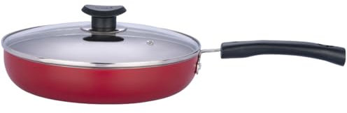 Vinod Zest Inducto Non-Stick Deep Frying Pan with Glass Lid – 22cm | 3mm Thick Aluminium | PFOA-Free Swiss Coating | Induction & Gas Compatible | Ideal for Fry-ups, Curries, Sausages, Shakshuka