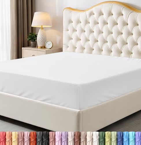 King Fitted Sheet, Ultra Soft Fits Up to 15 Inch Deep Pocket, White