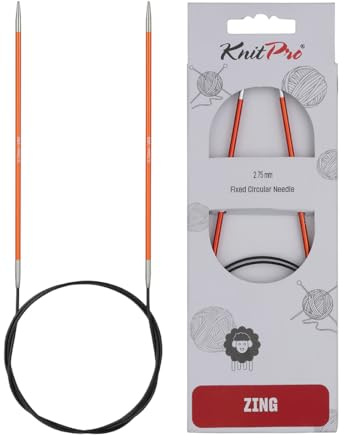 Knit Pro 80 cm x 2,75 mm Aluminio Zing Fijo Circular para Tejer, Naranja