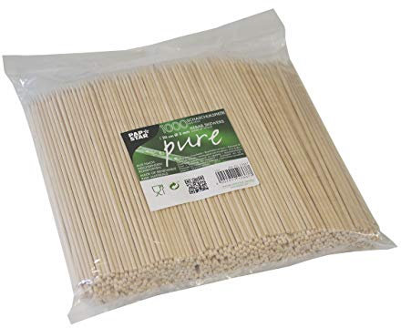 Papstar Schaschlikspieße / Holzspieße (1000 Stück) 20 cm, Durchmesser 3 mm, Naturholzspieße, einseitig spitz, flache Seite zum Greifen, für Partys/Grillfeste, verpackt in Folienbeutel #12667