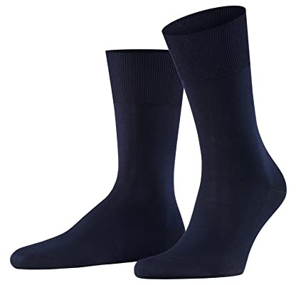 FALKE Firenze M So cotone tinta unita 1 paio, Calzini Uomo, Blu Dark Navy 6370, 41-42