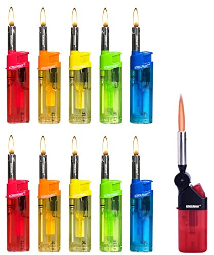 10stk. Konsumany® Stabfeuerzeug Feuerzeug 12cm lang + 1x (Konsumany® Stab- Sturmfeuerzeug 12,5 cm Lang)
