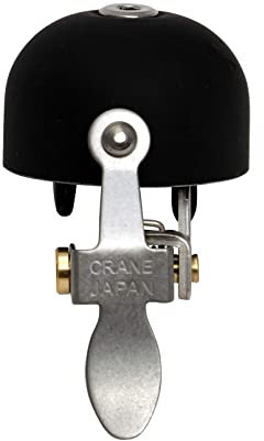 Crane Fahrradklingel E-Ne Fahrradklingel, hergestellt in Japan, für Rennräder oder Mountainbikes, passend für alle Lenkergrößen und -Typen (Matte Schwarze Legierung)