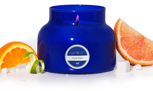 Capri Blue Volcano Scented Candles - Luxury Glass Jar Candles for Home Scented with Tropical Fruit & Sugared Citrus - Soy Wax Blend - Blue Color (19 oz)