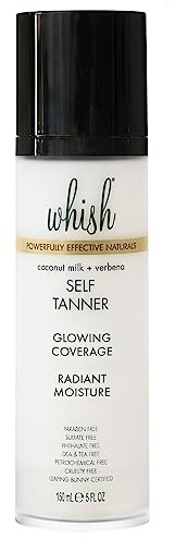 Whish Beauty Self Tanner - Sunless Tanning Lotion for Face & Body - Moisturizes with Shea Butter, Mango Butter, & Aloe - For All Skin Tones - Paraben & Sulfate Free (Coconut Milk & Verbena)