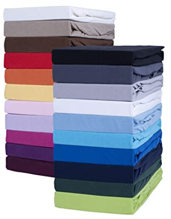 SHC by BaSaTex Jersey Spannbettlaken Bettlaken | Spannbetttuch Spannleintuch für Standardmatratzen aus 100% Baumwolle | 90x200-100x200 Farbe Rot