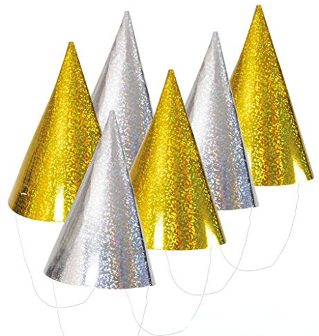 KarnevalsTeufel Silvesterhütchen 6 Stück Hut Silvester Accessoire Zwei Farben Gold und Silber