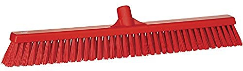Vikan 31944 Sweeping Brush/Broom Head, 610mm Soft/Stiff Bristles Head, Polypropylene Block, Polyester Bristle,,Red