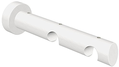Flairdeco Träger offen für 20 mm Ø Gardinenstange, 2-läufig, Holz, Weiß lackiert