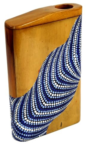 Guru-Shop Didgeridoo Viajes (madera), Patrón de Color: Azul-blanco, 21x14x4,3 cm, Tambor Sonajero-didgeridoo