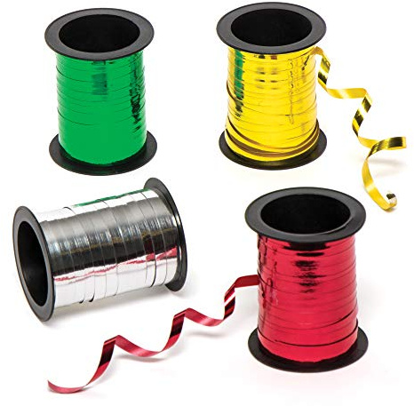 Baker Ross Metallic Foil Ribbon - Pack of 4 reels, Craft Ribbon for Arts and Crafts (AC263)