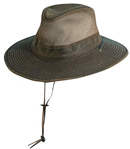 Dorfman Pacific Co. Herren Verwitterte Baumwolle Große Krempe Mit Netz, braun, Large