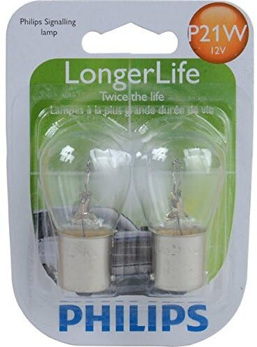 Philips Automotive Lighting P21W LongerLife Miniature Bulb, 2 Pack,White,12498LLB2