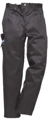 Portwest C099 Pantalon Combat Femme Ceinture Semi Élastiquée 1 Poche Cargo | Noir, XS, UPF 40+, Fermeture Crochet, Tissu Pré Rétréci, Tenue de Travail, Polycoton, Léger, Durable