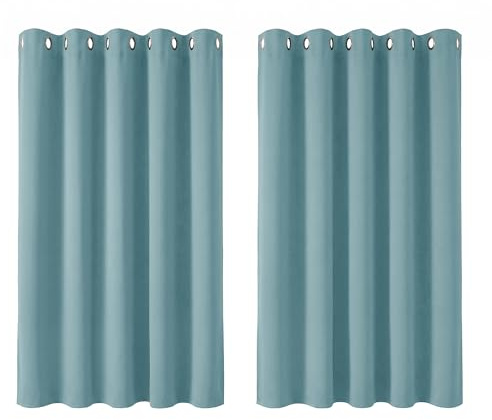 Deconovo Bedroom Curtains 54 Drop Super Soft Solid Thermal Insulated Eyelet Blackout Curtains for Boys 66 x 54 Inch 1 Pair Sky Blue