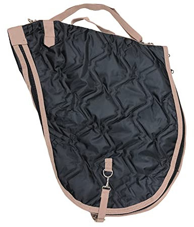 AJ Tack English Padded Saddle Carrier, Water-Resistant 420D Nylon Saddle Bag with Full Zipper Enclosure, Interior Securing Straps, Adjustable Shoulder Strap, Fits Most English Saddles, Black