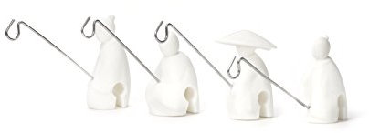 KIKKERLAND CU127 Fisherman S/4-Soporte para té, Silicona, Blanco, 10.199999999999999 x 12.2 x 3 cm