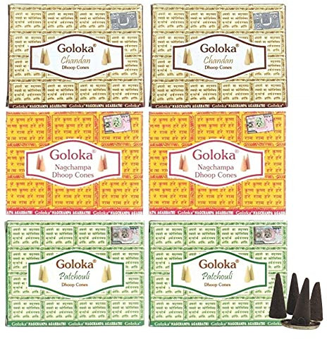 Raumduft-Sortiment Top 3 Goloka, 60 Räucherkegel, 3 Düfte