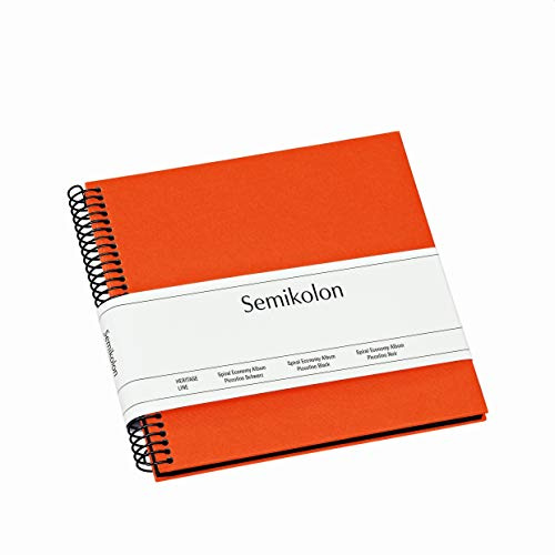 Semikolon 354878 Spiral Album Piccolino - 17 x 17 cm - Fotoalbum, 20 Seiten schwarz, Spiral-Fotobuch, orange orange