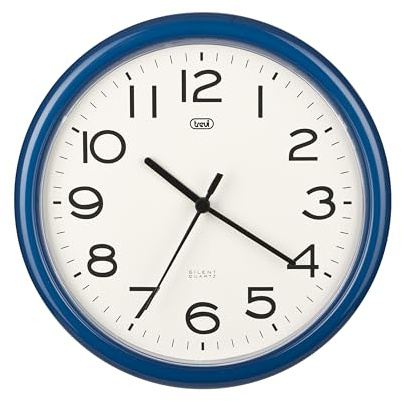 Trevi OM 3301 - Reloj de pared silencioso de 25,5 cm de diámetro con maquinaria de cuarzo, color azul