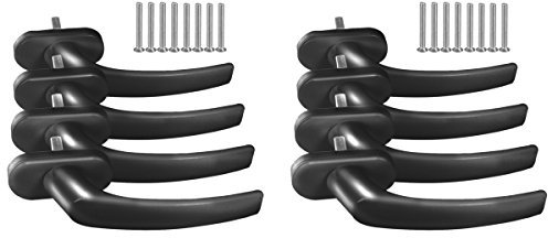 8 x Alu Fenstergriff in Schwarz RAL 9005 - Stiftlänge 30mm