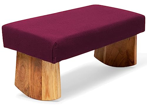 Waterglider International Meditation Bench (Burgundy), Seiza, Sustainable Acacia Wood with Curved Bottom Edges for The Perfect Posture, Meditation Stool, Prayer Bench, Meditation Chair, Yoga Stool