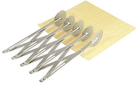 Tellier Louis Diviseur à Pâtes Extensible 5 Lames - Coupe Pâtes Extensible et réglable 5 Roues - Diviseur de Pâtes en Acier Inoxydable - Coupe Pizza ajusable - Qualité profesionnelle