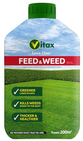 Vitax Feed & Weed, Dual Purpose Lawn Feed And Weed Killer, Concentrated, Easy To Use, Kills Clover, Buttercup, Dandelion And Daisy, Promotes A Green And Healthy Lawn- Treats 200 Sq.M