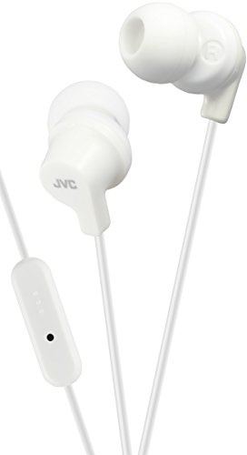 JVC In Ear Headphones Sweat Proof Earphones with Built-In Remote and Mic for Call Handling, White