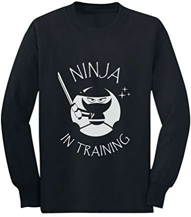 Tstars Long Sleeve Martial Arts Gift for Kids - Ninja in Training Shirt for Toddler Boys and Girls Medium Black