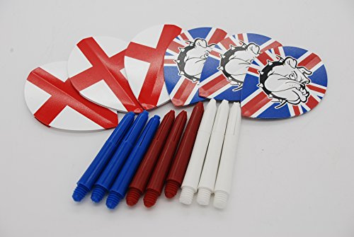 England Pear shape dart flights & stems set (2 flights / 3 stems, medium - 48mm)
