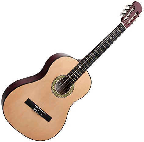 Classic Cantabile AS-851 4/4 Konzertgitarre Natur (Akustikgitarre, geeignet für Kinder im Alter ab 12 Jahren, Bundmarkierung, Nylonsaiten)