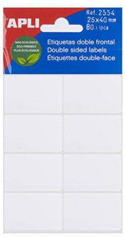 APLI 2554 Etiketten mit doppelter Vorderseite, Weiß, 25 x 40 cm, 5 Blatt