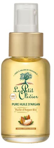 LE PETIT OLIVIER - Pure Huile d'Argan Bio - Anti-Âge - Hydrate, Nourrit & Raffermit - Corps, Visage & Cheveux - 100% Naturelle - Fabriqué en France - 50 ml