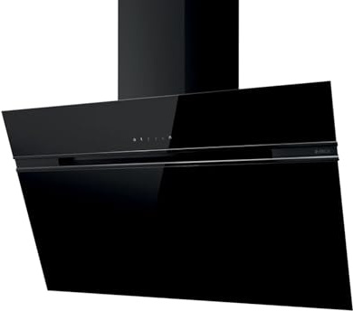 Elica ASC-LED-90BLK 90 cm Angled Chimney Cooker Hood - Black Glass