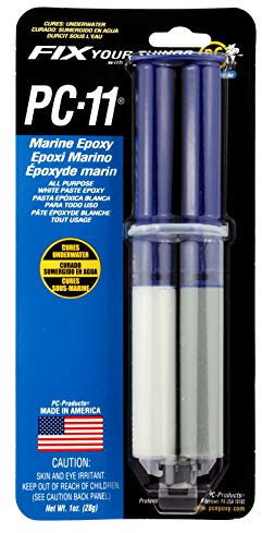 PC Products 10112 PC-11 Two-Part Marine Grade Epoxy Adhesive Paste, 1 oz Applicator Syringe, Off White
