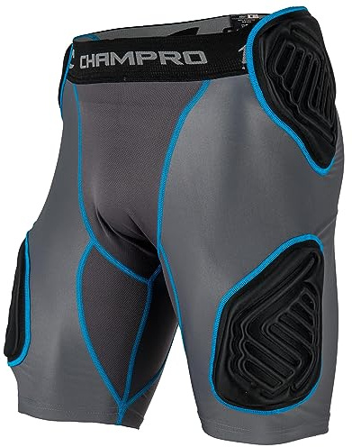 Champro Bull Rush 5-Pad Girdle, CHARCOAL, BLACK INSET, Adult Large