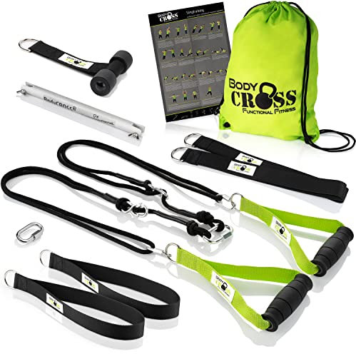 BodyCROSS Premium Schlingentrainer Expert Edition, Made in Germany, geprüft & Zertifiziert, Slingtrainer Krafttraining Set für zuhause und Outdoor mit Türanker
