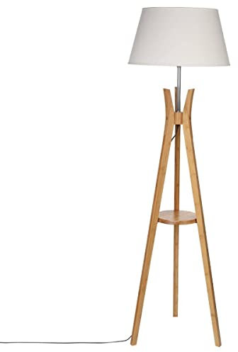 Atmosphera - Lampadaire trépied Kalo - bambou et blanc H156 cm