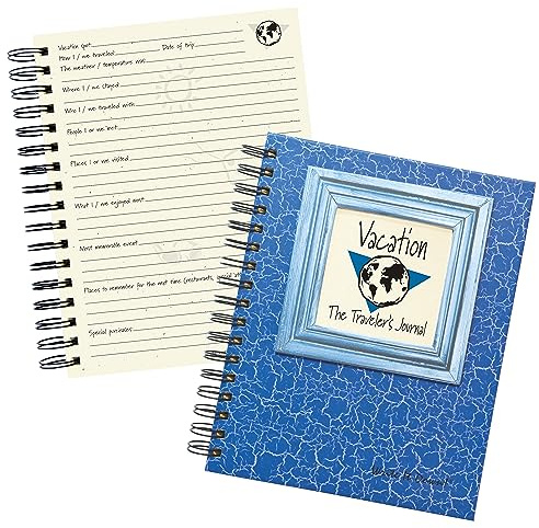 Write it Down series by Journals Unlimited, Guided Journal, Vacation, The Traveler's Journal, Full-size 7.5x 9, Blue Hard Cover, Made in USA