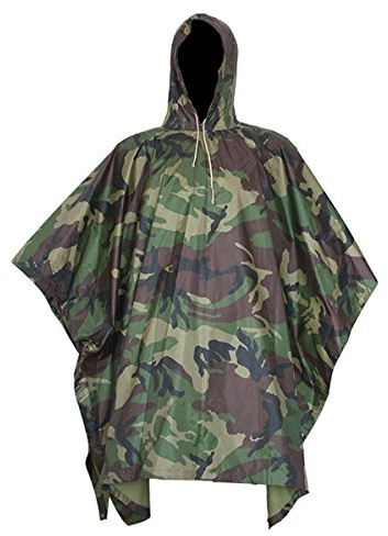Yosoo Multifunction Military Camouflage Portable Emergency Rain Poncho, Ripstop Raincoat Camo Nylon Totes Travel Rainwear for Camping Hiking Cycling (Forest)