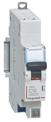 406782 Disjoncteur phase neutre 1P+N 10A Courbe C - 4.5/6kA - Bornes AUTO - 1 module - Legrand DNX3