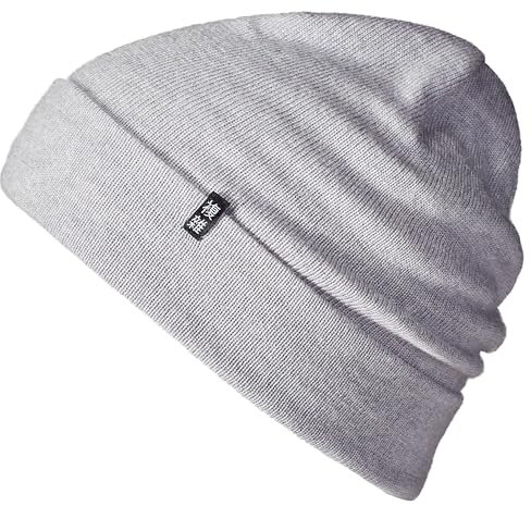 Enter the Complex® Merino Mütze Herren, Beanie Damen, 100% Merino Wolle, Warm und Dünn, Zweilagige Strickmütze, Hellgrau