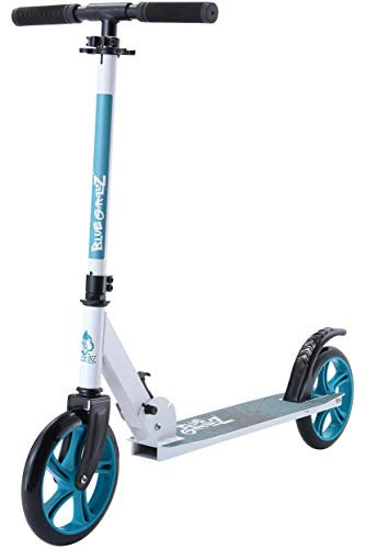 BLUE GORILLAZ Klapp Kinder Roller ab 8 Jahre, 205mm Alu Kick Scooter Faltbar, Höhenverstellbarer Lenker, Weiß