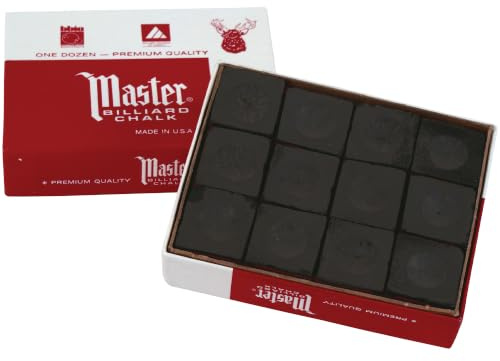 Master Billiard/Pool Cue Chalk Box, 12 Cubes, Black