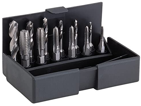 VÖLKEL Einschnittgewindebohrer-Bit Satz | M 3 - M10 | mit 6,4 mm Sechskantschaft I mit Spiralbohrer- Bits I 1/4 Bithalter