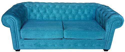 Chesterfield Style Sofa bed Venus 3 Seater 2 Seater Fabric Turquoise Settee (2seater, Ocean)